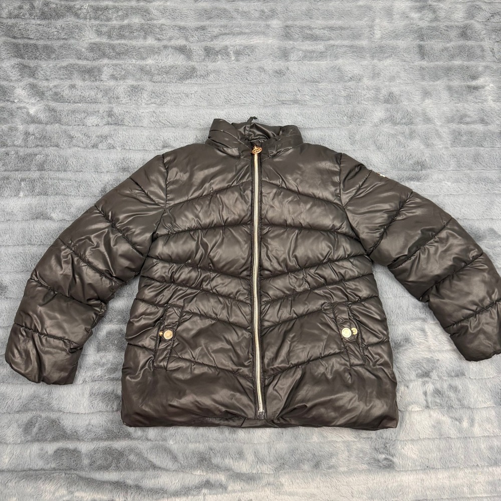Michael Kors Kids Black Puffer Jacket Quilted Full Zip Coat Size 6X 12608